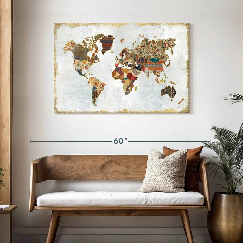 Aliaz Pattern World Map, 30" H x 45" W