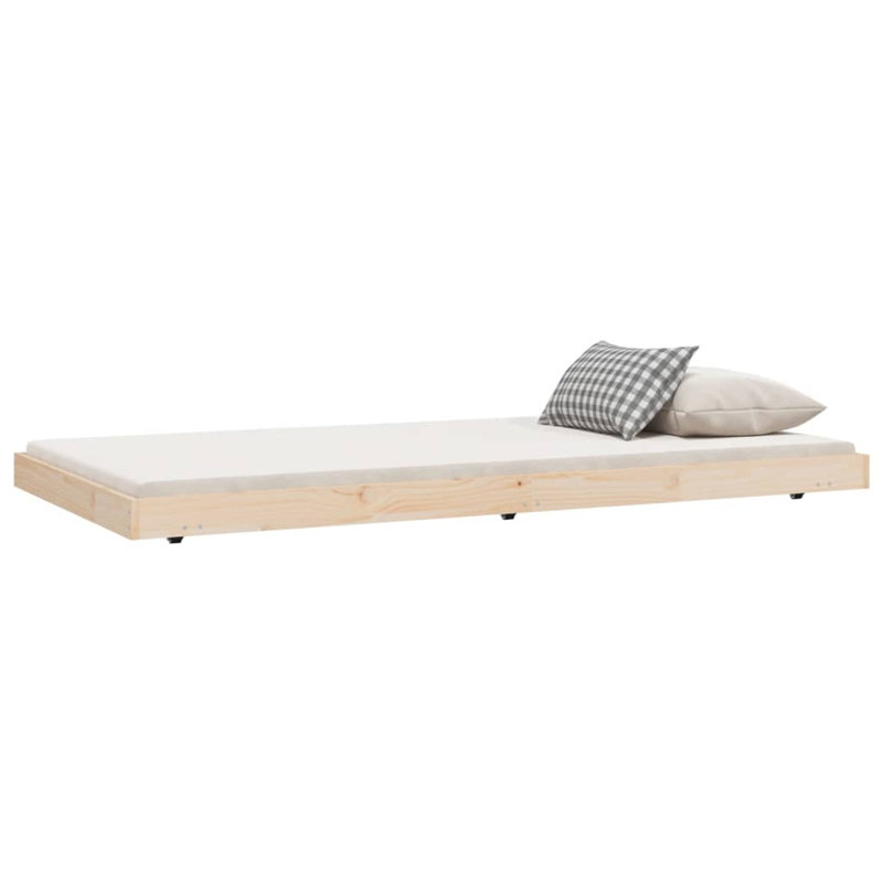 17 Stories Bed Frame Solid Wood Pine, Oak, 80 x 200cm