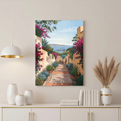 Art mural sur toile Gallery Wrap pour le salon, la chambre à coucher, le bureau ou le vestibule - décoration murale décorative avec sentier méditerranéen