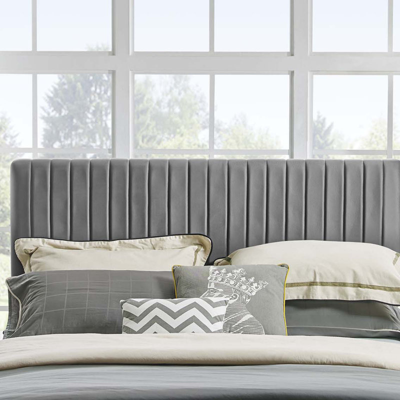 Modway Carson Carrington Stryn Velvet Headboard, Gray, King/California King