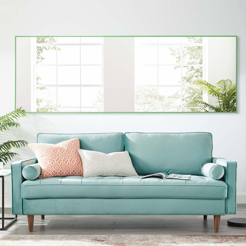 Koudia Metal Framed Standing Mirror, 64" x 21", Green