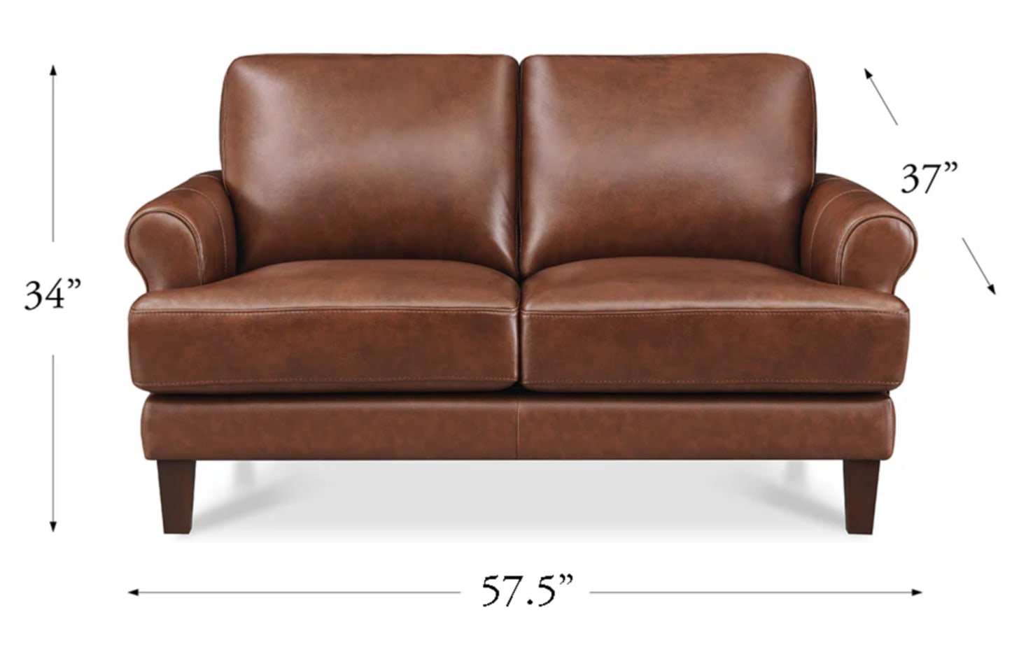 Maybell Top Grain Leather Loveseat, Red