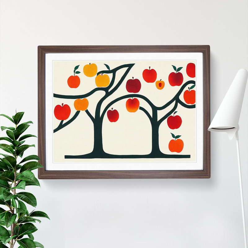 Abstract Apple Tree - Framed Print, 34cm H x 46cm W x 2cm D, Walnut