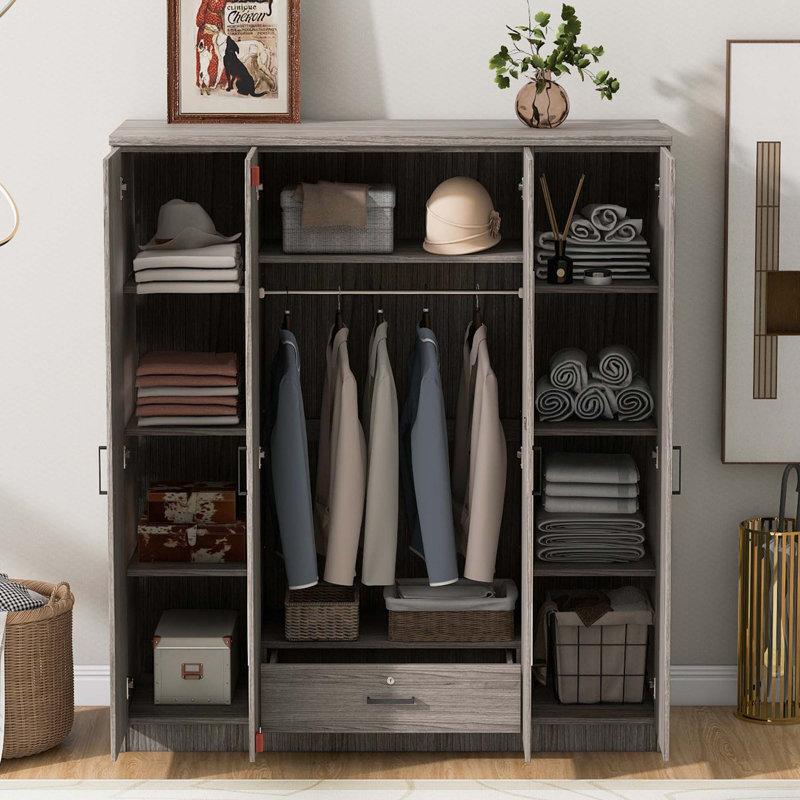 Armoire 4 portes avec 1 tiroir, Gris
