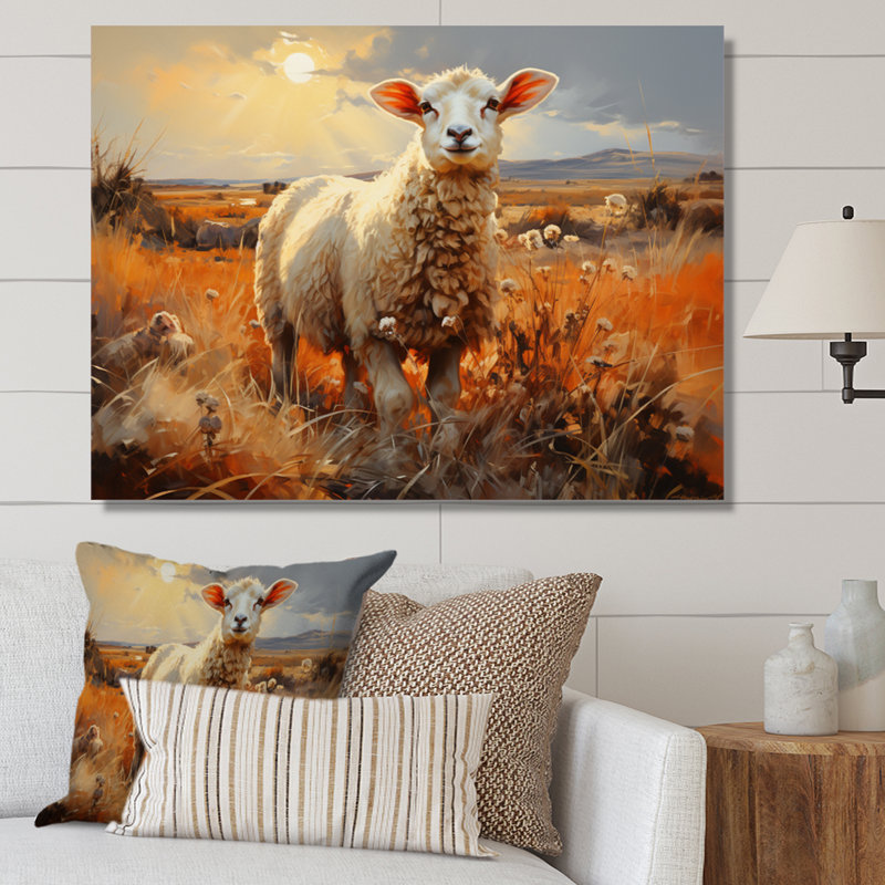 " Sheep In Sunlight I ", 16" H x 32" W x 1" D, Wrapped Canvas