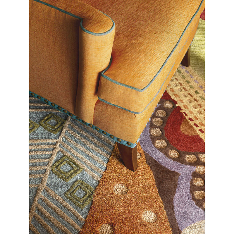 Art Soul Handmade Tufted Wool Yellow/Green Area Rug, Rectangle 9' x 13'