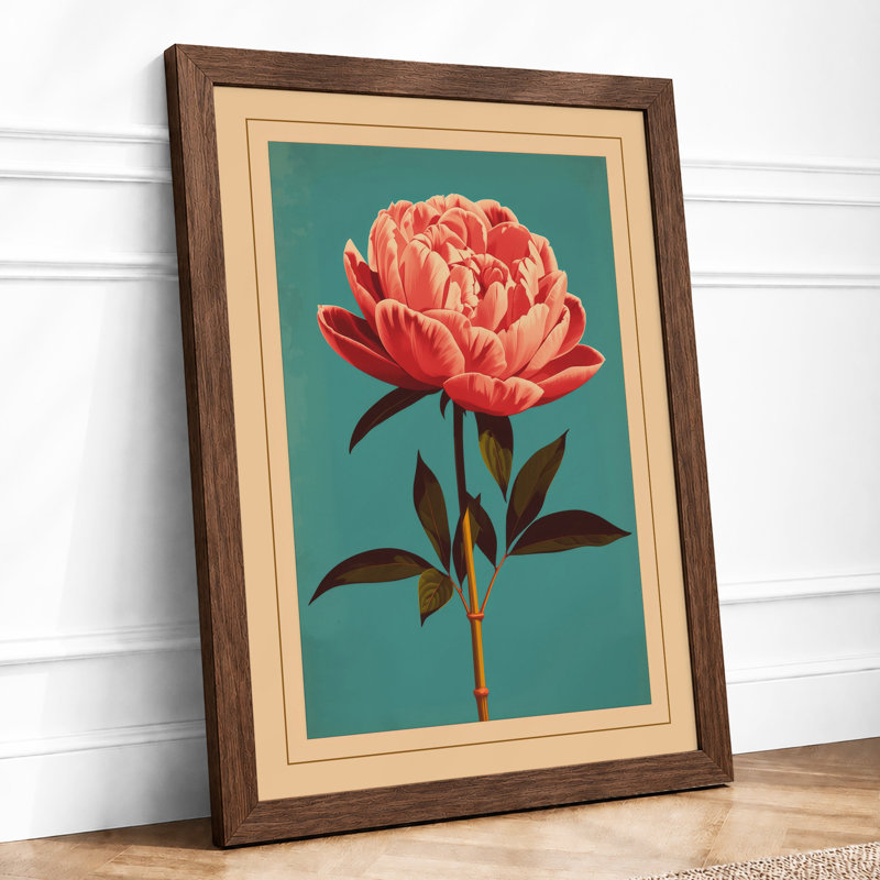 Peony Bloom Botanical - Print, Walnut, A4 - 29.7 x 21.0 cm