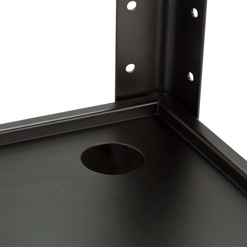 Adjustable Black Metal AV Cart with Locking Cabinet