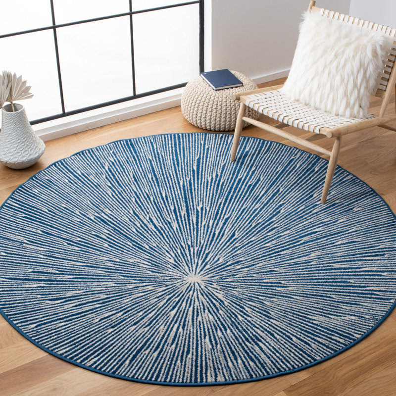 Tapis à motif abstrait Brielee Performance, Rond 6 pi 7 po