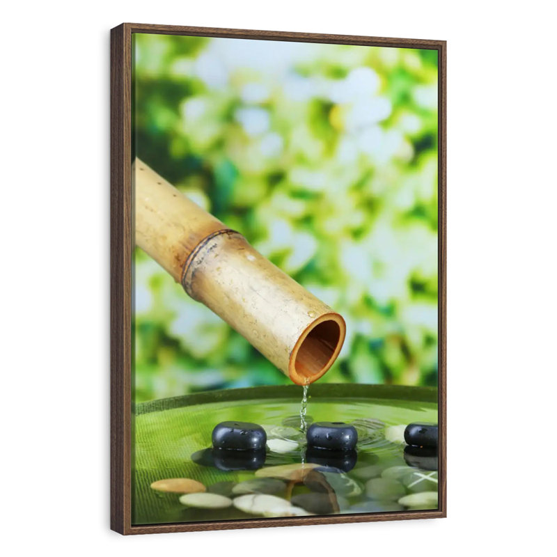 Fontaine en bambou, Floating Frame Walnut, 27 po x 40 po