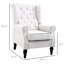 Élégant fauteuil, blanc crème, rehausse l'esthétique de la pièce - Fauteuil à boutons de couleur, pieds carrés, pour la vie