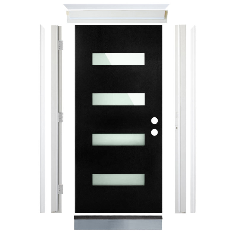 Porte d'entrée Calhome en verre givré noir à 4 verres de 36 po x 80 po Calhome, 4-Lite noir