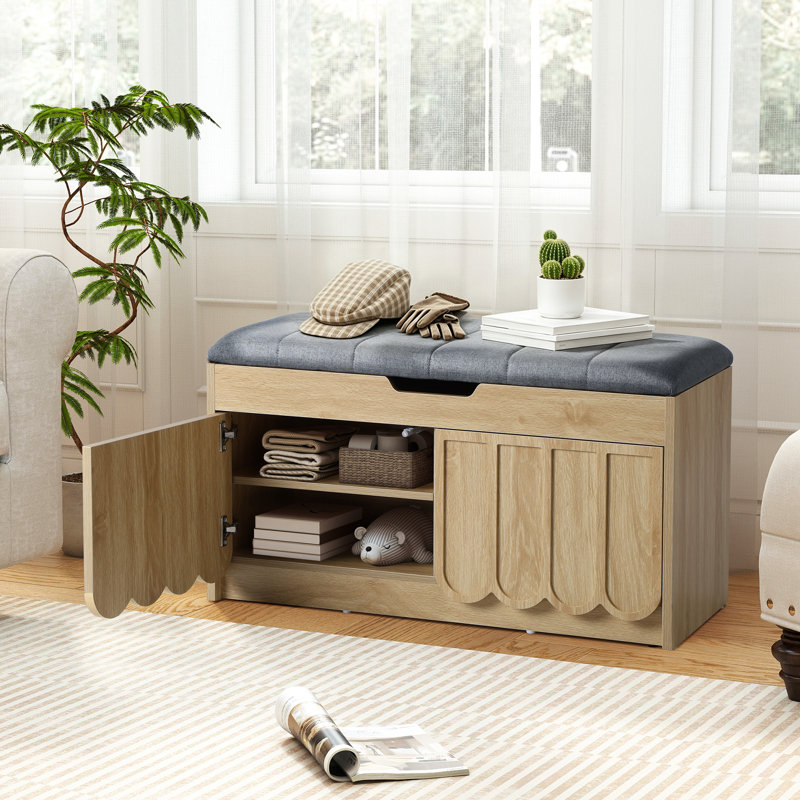 Banc de rangement rembourré pour chaussures, Natural