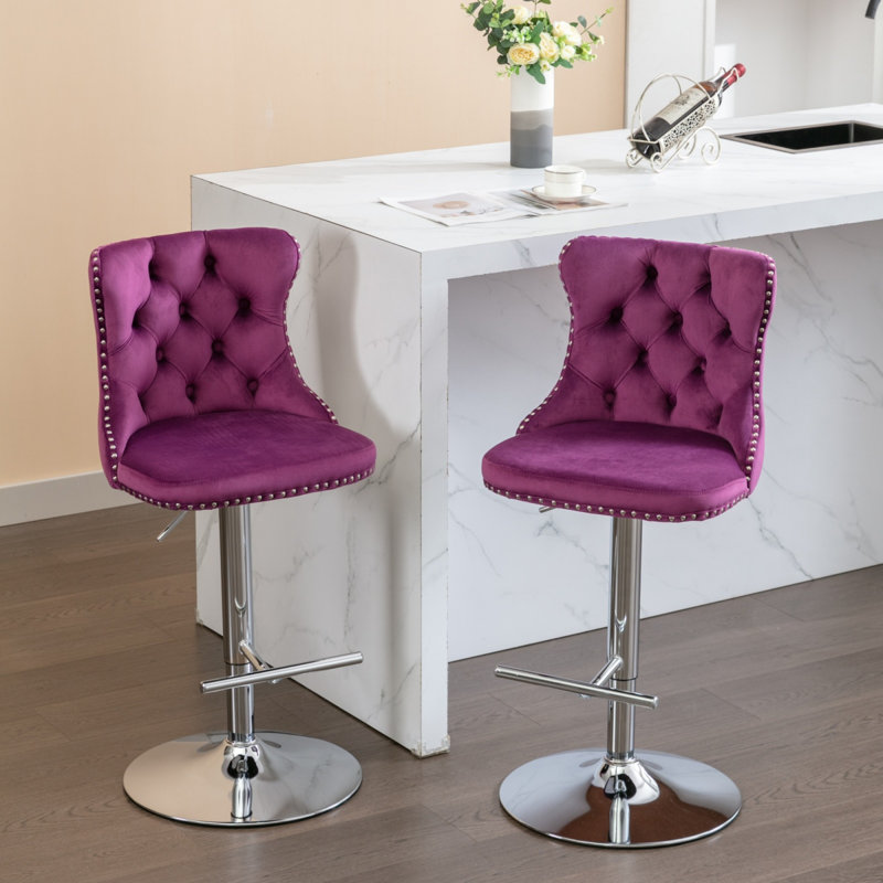 Tabourets de bar réglables en velours pivotant de conception luxueuse pour la maison et la cuisine