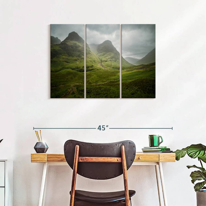 Ensemble de 3 pièces sur toile The Road To Glencoe, Écosse, H 24 po x l 38 po x P 1,25 po