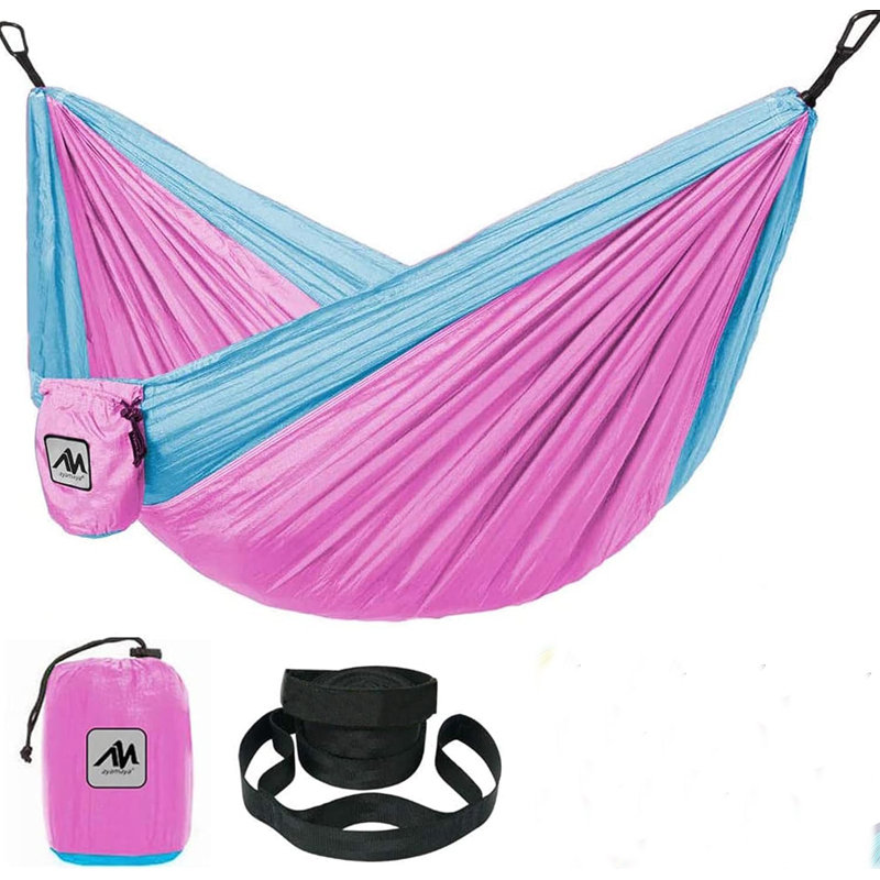 Hamac de camping pour 1 personne pour enfants, filles, garçons, Rose / bleu