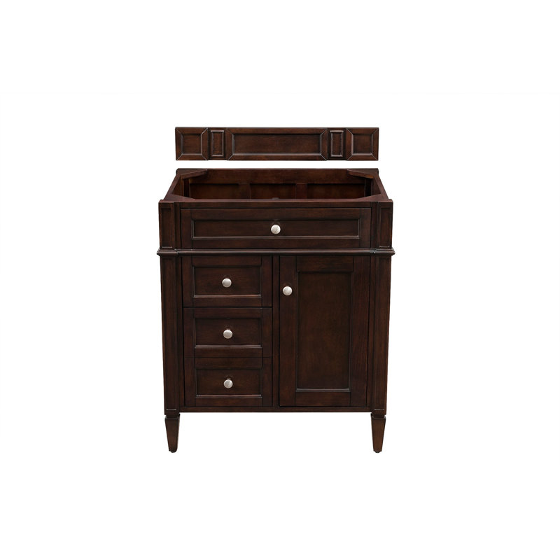 Brittany 30'' W Single Vanity, Carrara White, 8" Widespread, Burnished Mahogany