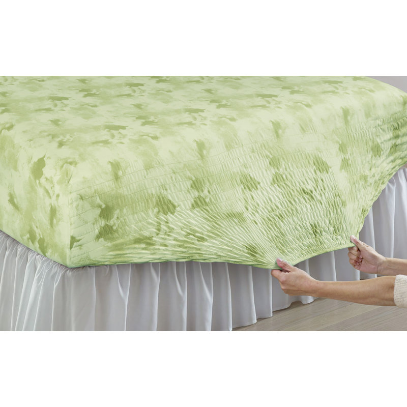 Anti-Wrinkle Soft Microfiber Watercolor BedTite Tight Grip Sheet Set, Full/Double Sheet Set with 2 Pillowcases, Sage
