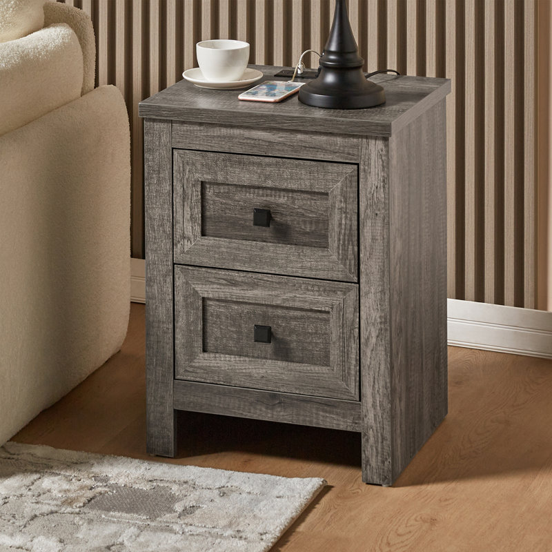 Table de chevet Arlina, Gris rustique