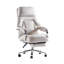 Fauteuil de direction inclinable électrique en cuir crème 47,64 po de qualité supérieure, fauteuil de bureau ergonomique avec support lombaire, fauteuil de bureau inclinable avec roulettes