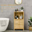 Bamboo Floor Cabinet Bathroom Floor Cabinet Living Room Organizer Tower With Multiple Shelves And Doors