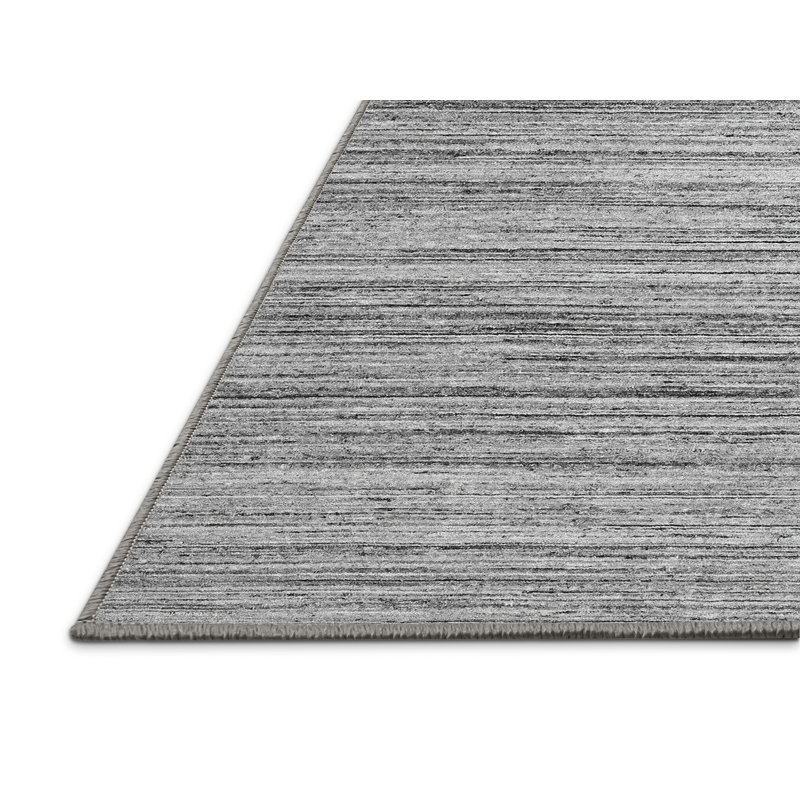 Tapis gris en chenille tissé à la machine Wadhah, Rectangle 2 pi x 3 pi
