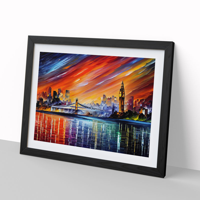 London Skyline - Single Picture Frame Painting, Black, 25cm H x 34cm W x 2cm D