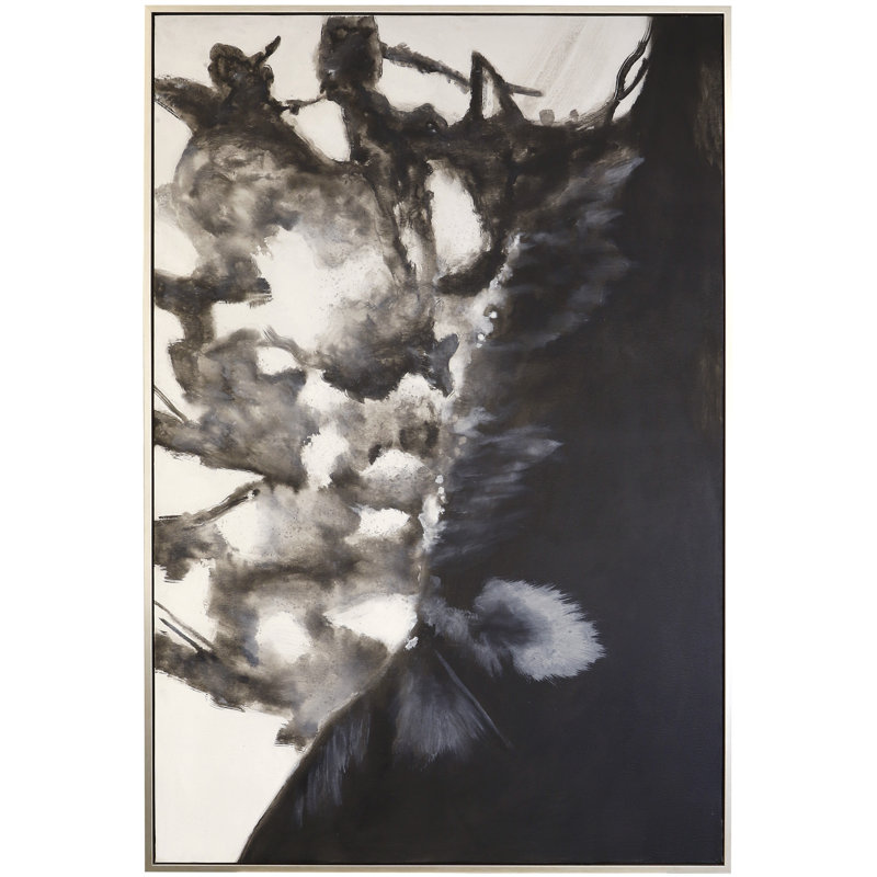 Vaporisateur d'art sur toile, abstrait peint en noir et blanc peint à la main