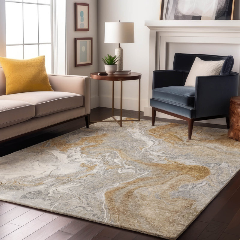 Tapis abstrait lavable à la machine de qualité supérieure Strinko AMF1682, Rectangle 2 pi 6 po x 3 pi 10 po