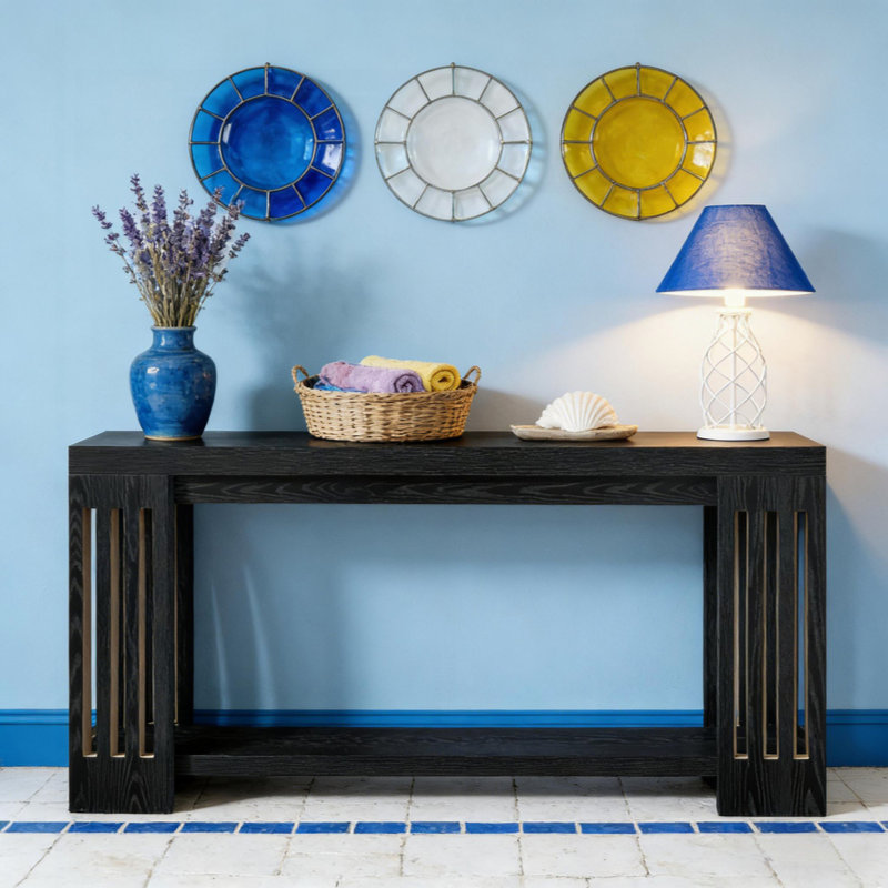 Console, table d'appoint à 2 niveaux, canapé, Noir