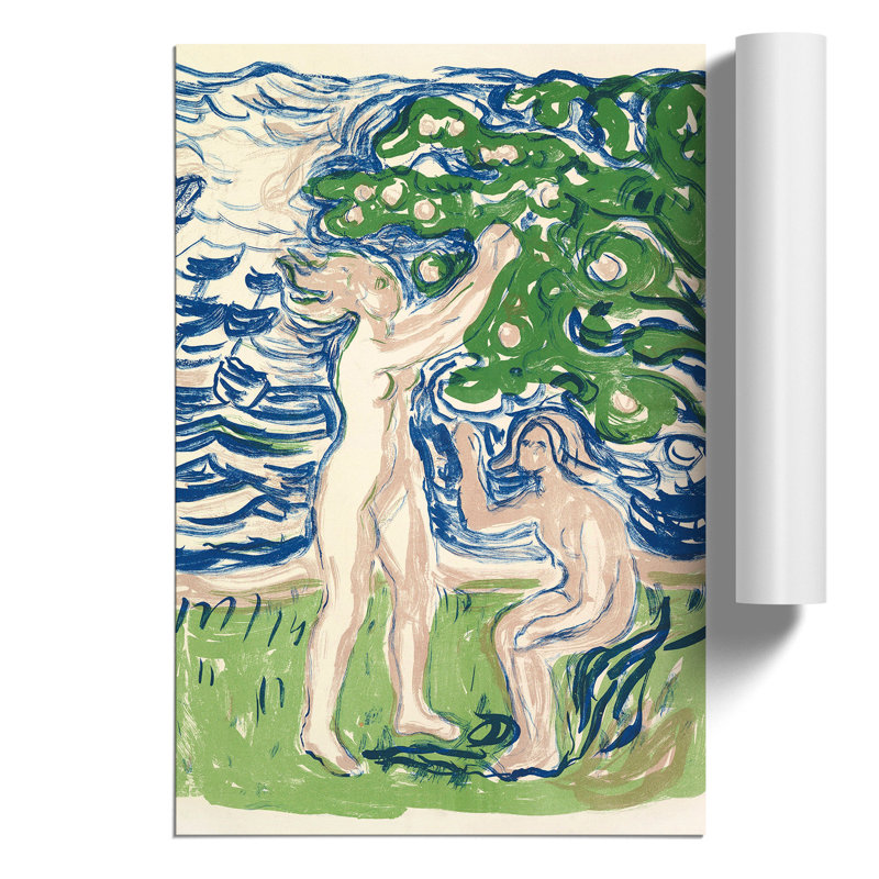Girls Picking Apples by Edvard Munch - No Frame Painting, 59cm H x 42cm W x 0.1cm D