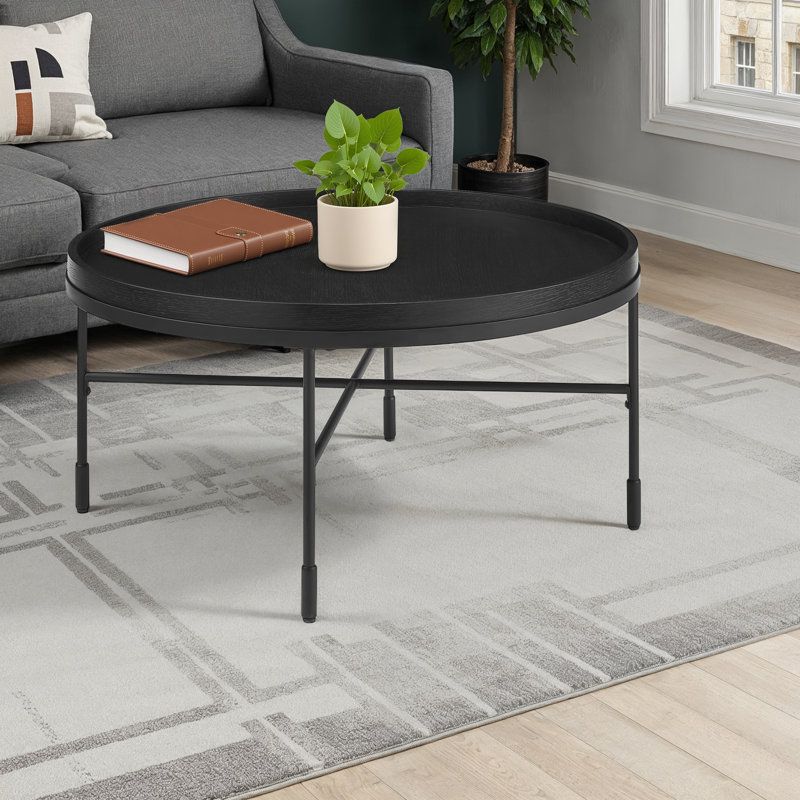 Soloman Wood Black Metal Coffee Table