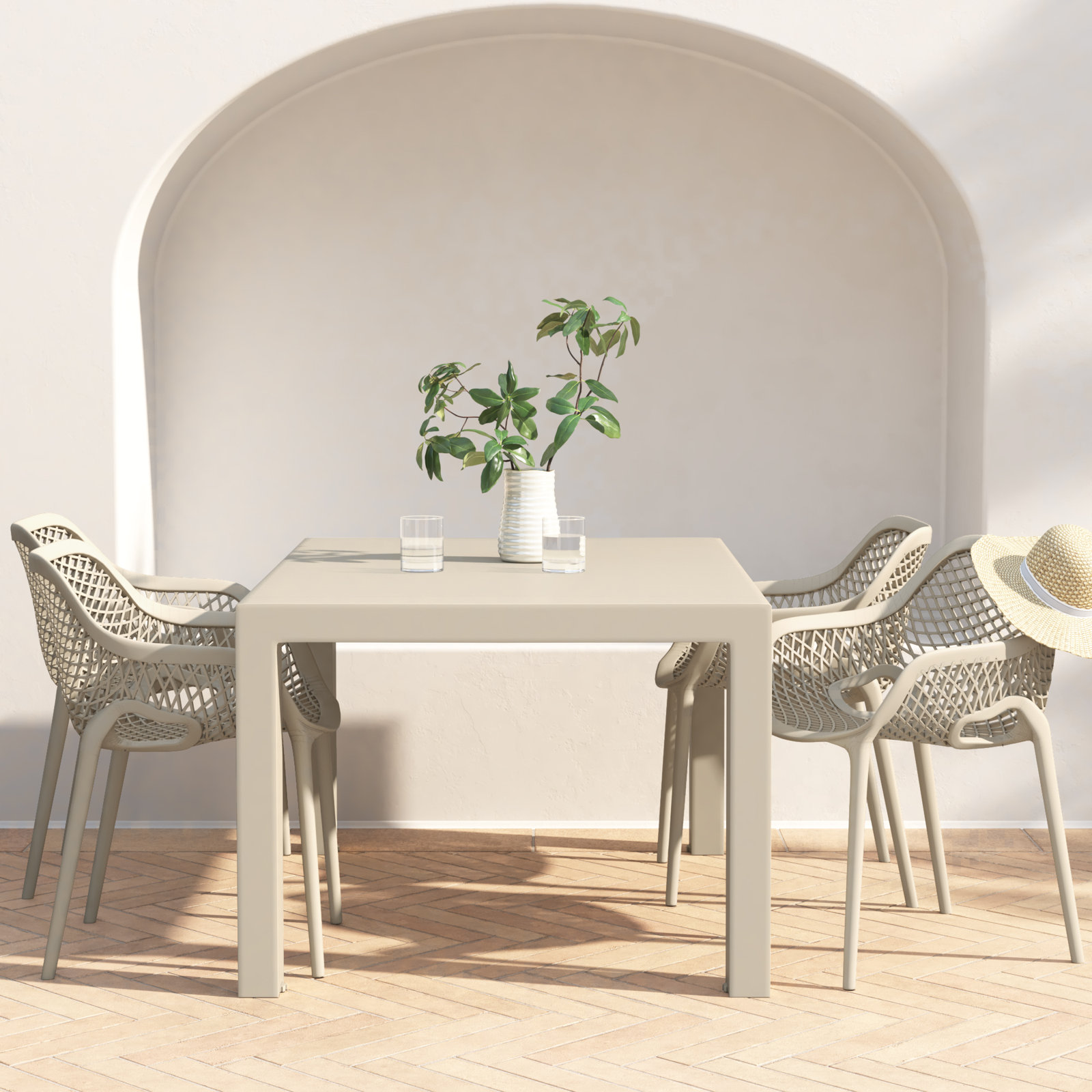Asherton 55" Patio Dining Set, Taupe