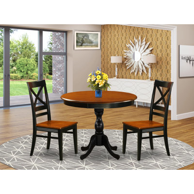 3-Piece Dining Set Contains a Modern Dining Table and 2 Dining Chairs with X Back - Black Finish