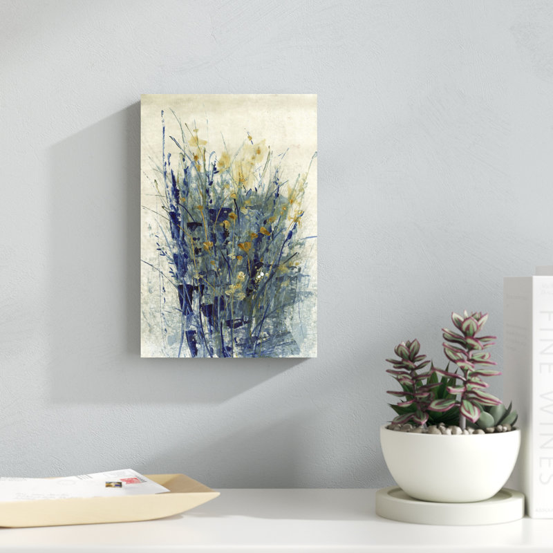 "Indigo Floral II" par Timothy O 'Toole, reproduction d'art sur toile, H 12 po x l 8 po, Toile tendue