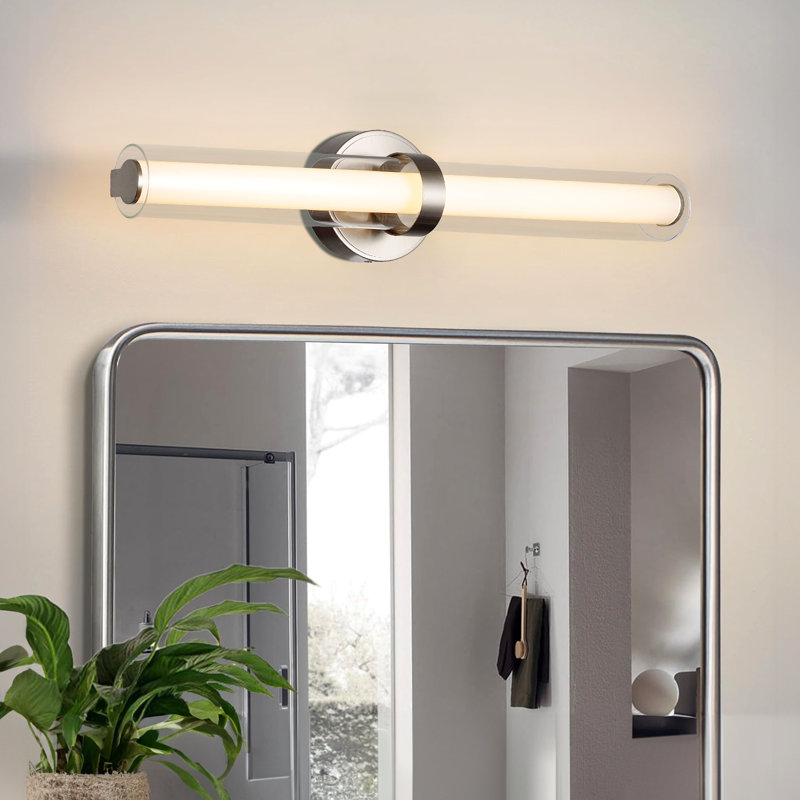 Luminaire de salle de bain 24 po à DEL à intensité variable avec 3 couleurs réglables, Nickel brossé