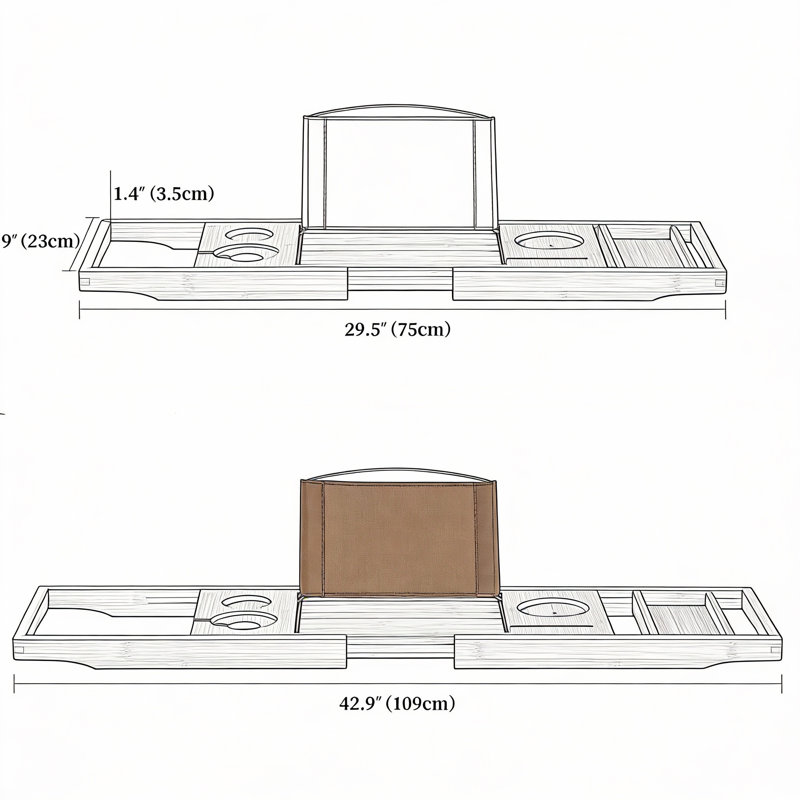 Plateau de rangement extensible en bambou pour baignoire avec fentes en verre à vin et porte-livre pour la détente au spa