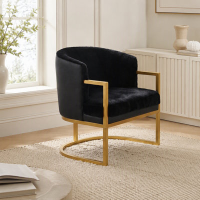 Chaise de lecture rembourrée avec cadre en métal doré Modern Accent Chair