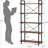 63" Tall  5-Tier Rustic Brown Industrial Metal Bookshelf Unit For Living Room, Office & Kitchen