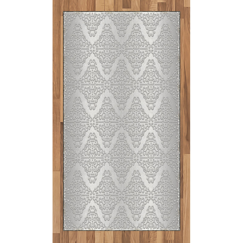 Tapis décoratif en fibres de polyester à haute densité Damask, Rectangle 2 pi 7 po x 5 pi