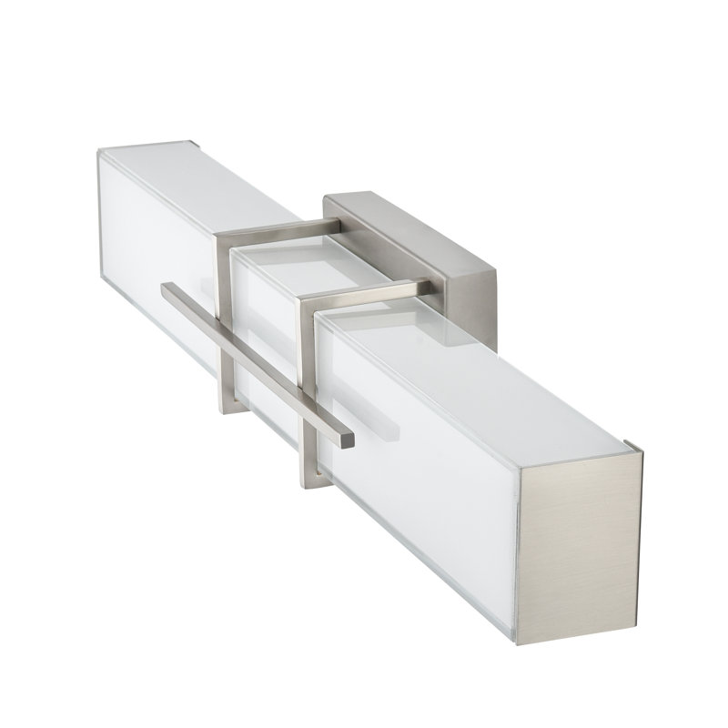 Caitin Dimmable LED Bath Bar with White Glass Shade, Brushed Nickel
