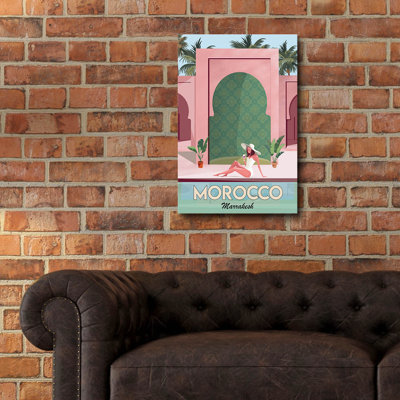  'Morocco Travel Poster' by Arctic Frame Acrylic Glass Wall Art, 16" x 24"