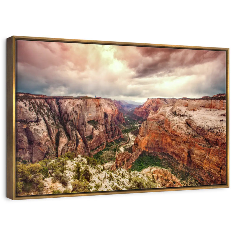 Parc national de Zion à couper le souffle, Cadre flottant doré, 31 po x 21 po