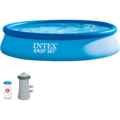Vinyl Round Inflatable Pool 7.55cm H x 0.84cm W x 3.1cm L , with Pump Included