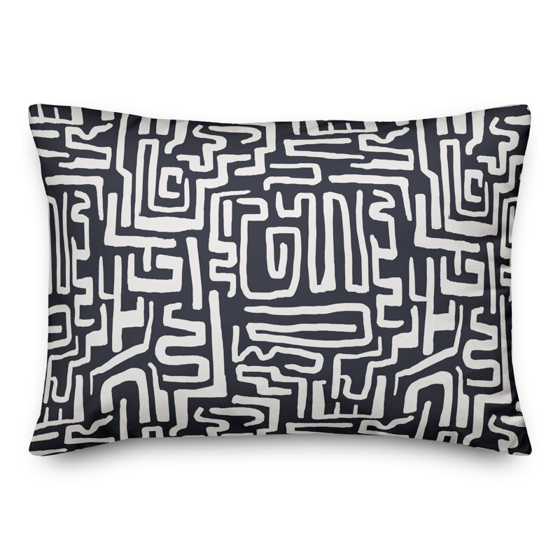 Coussin extérieur bleu marine Wiggly Shapes, H 18 po x l 25 po, Bleu marine