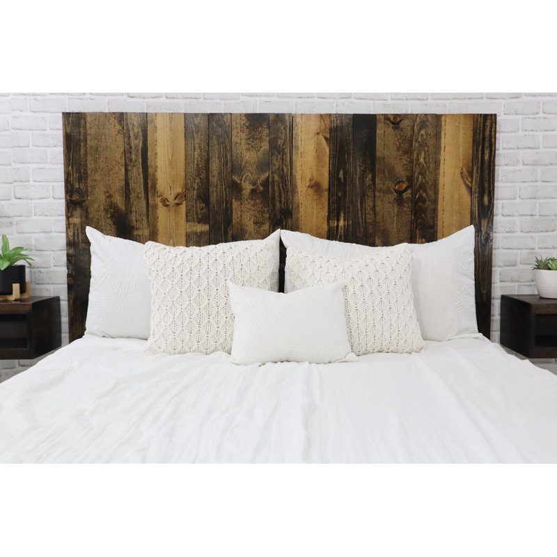 Tête de lit murale en bois massif Ashleah, Brun foncé, Simple