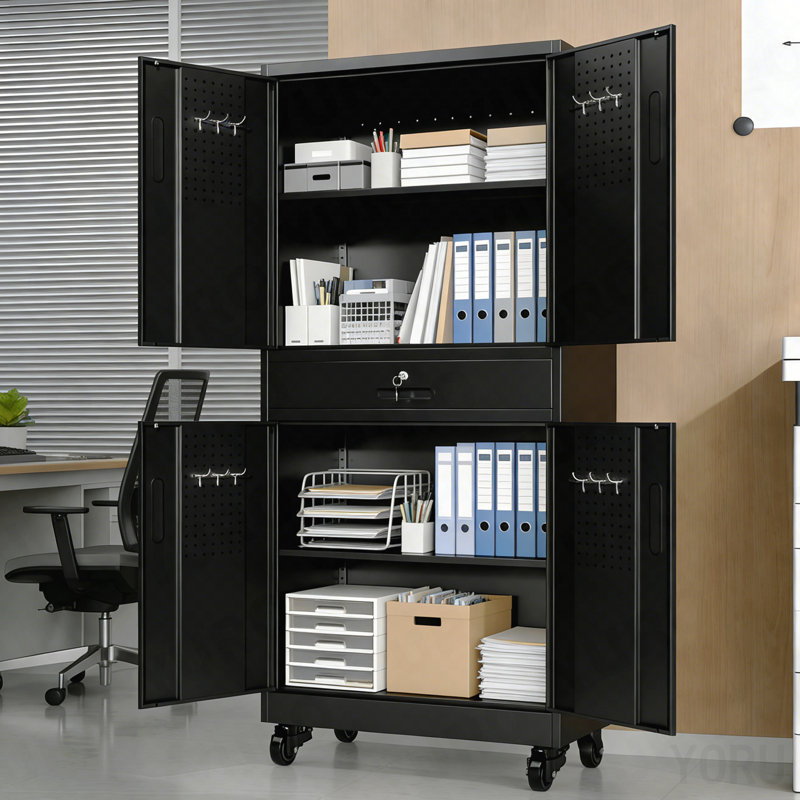 Armoire de garage 71 po, métal, 1 tiroir, 2 tablettes, panneau perforé pour outils - standard