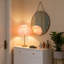 Lampe de table plume rose et cristal - Base dorée (lumière E26 3 couleurs incluse)-1608835704