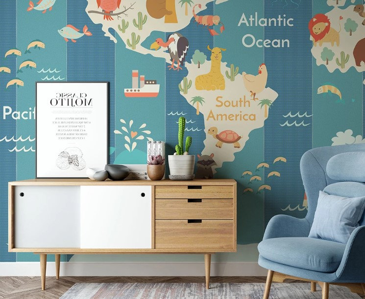 Geometric Wall Mural, 98.04" W x 120" L