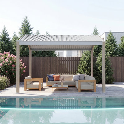 Aluminum Angled Top Structure Modular Louvered Pergola